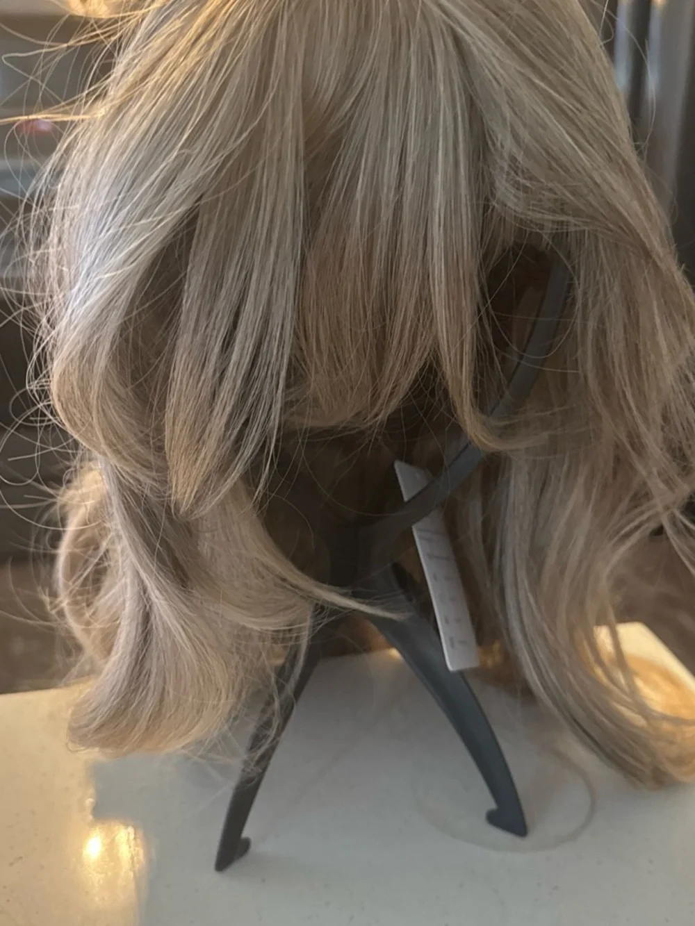 Light Ash Blonde Layered Women's Wig with Bangs